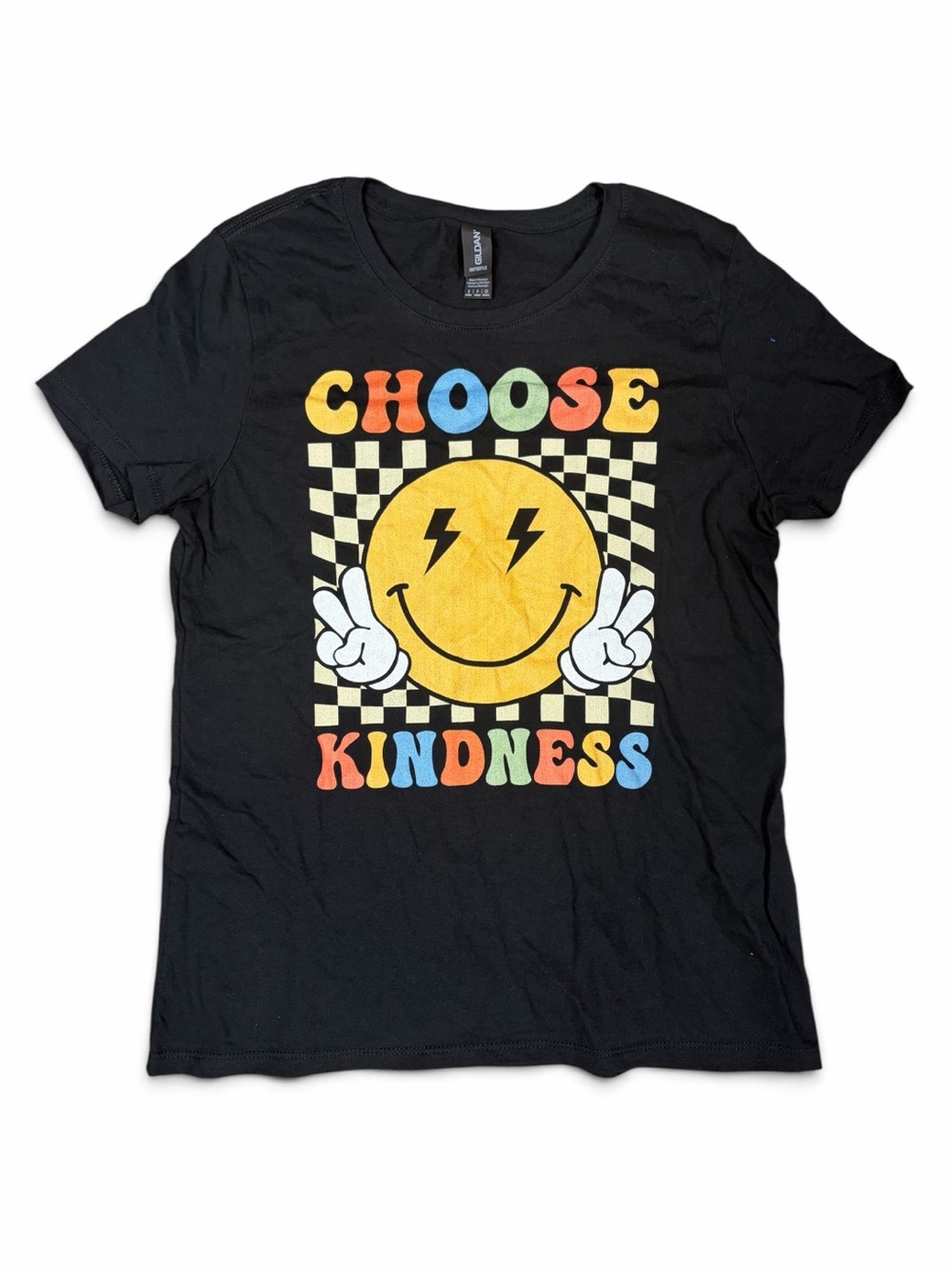 Gildan Black 'Choose Kindness' Smiley Graphic Tee for women